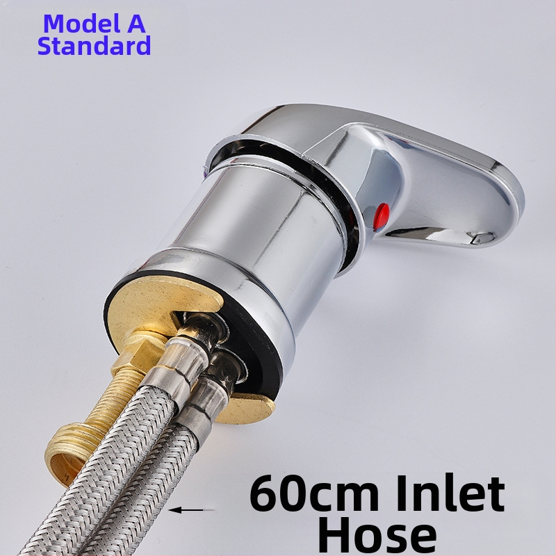 Sampont mosó csap meleg/hideg keverő szeleppel és nyomás alatti zuhanyfejjel | anyag: cinkötvözet | FCC tanúsítvány | kimenet: 6 | funkciók: keverés, késleltetés, húzás