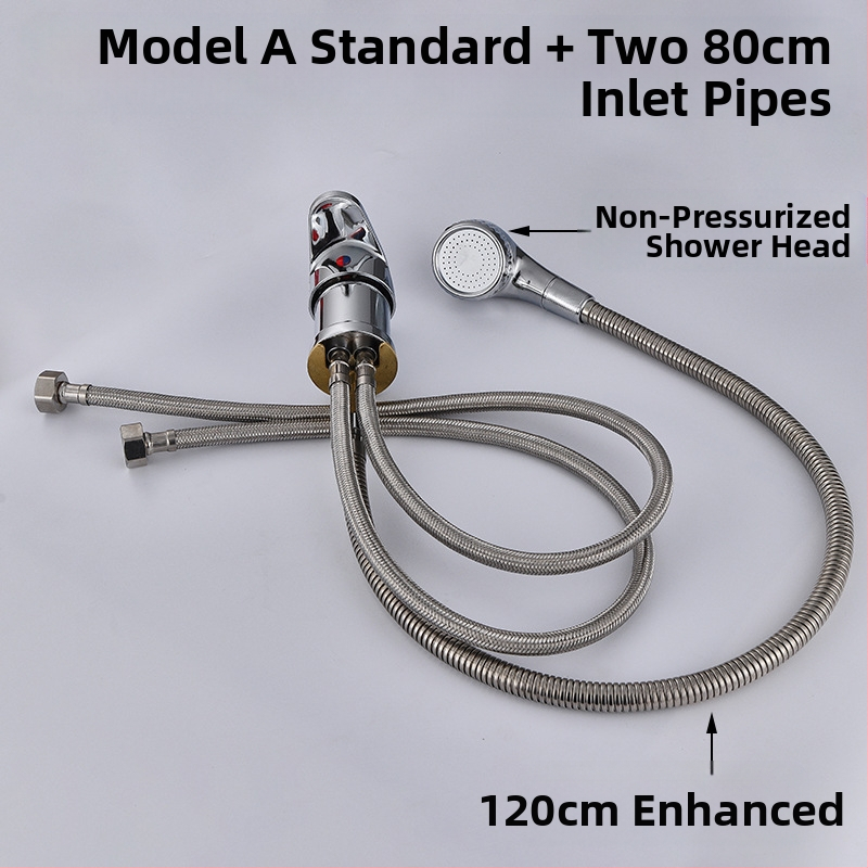 Sampont mosó csap meleg/hideg keverő szeleppel és nyomás alatti zuhanyfejjel | anyag: cinkötvözet | FCC tanúsítvány | kimenet: 6 | funkciók: keverés, késleltetés, húzás