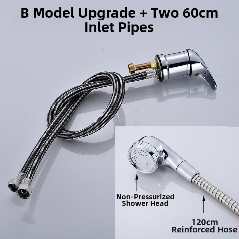 Sampont mosó csap meleg/hideg keverő szeleppel és nyomás alatti zuhanyfejjel | anyag: cinkötvözet | FCC tanúsítvány | kimenet: 6 | funkciók: keverés, késleltetés, húzás