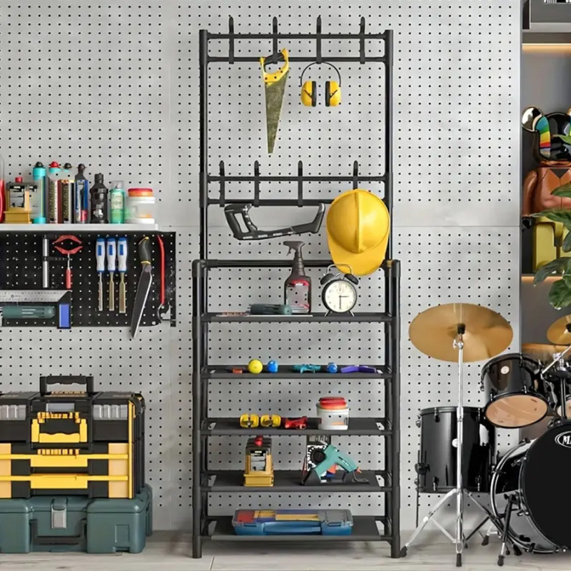 Įėjimo zonoje batų ir skrybėnų laikymo lentyna – daugiafunkcinė, dulkių atspari, plastikinė, Mu feng