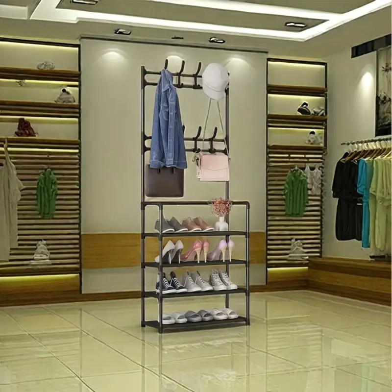 Įėjimo zonoje batų ir skrybėnų laikymo lentyna – daugiafunkcinė, dulkių atspari, plastikinė, Mu feng