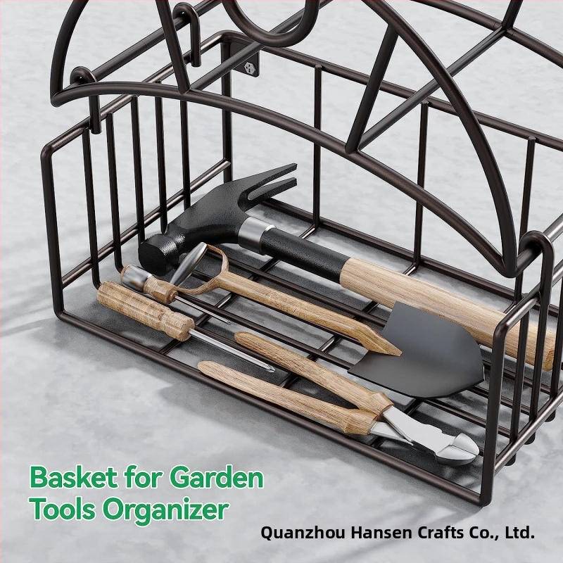 Железен държач за градински маркуч с кош за съхранение – тежък държач за маркуч, настолно съхранение (Iron, Desktop storage, Hansen, 2023)