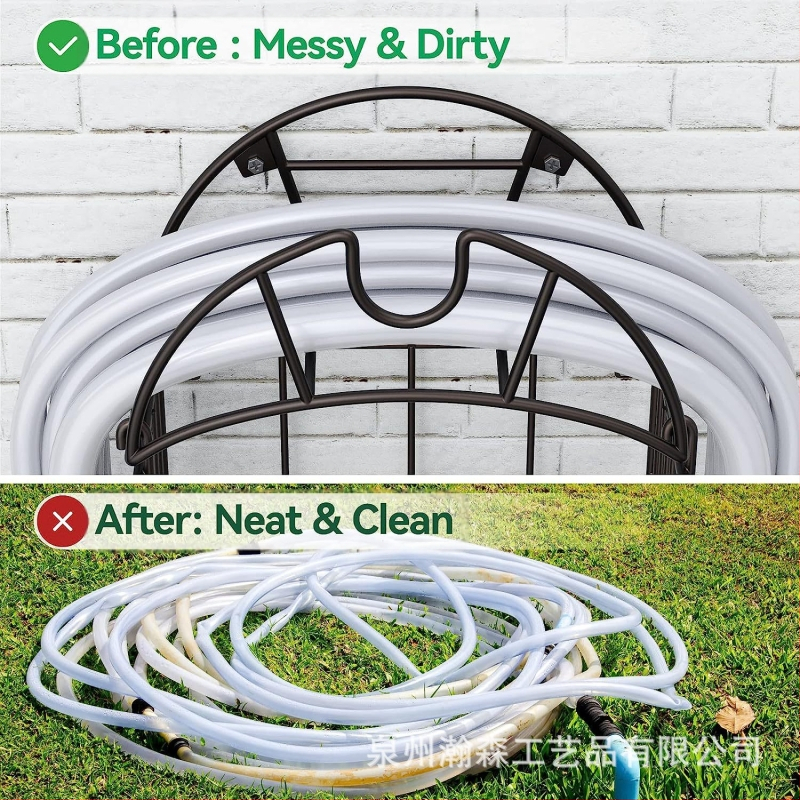 Железен държач за градински маркуч с кош за съхранение – тежък държач за маркуч, настолно съхранение (Iron, Desktop storage, Hansen, 2023)