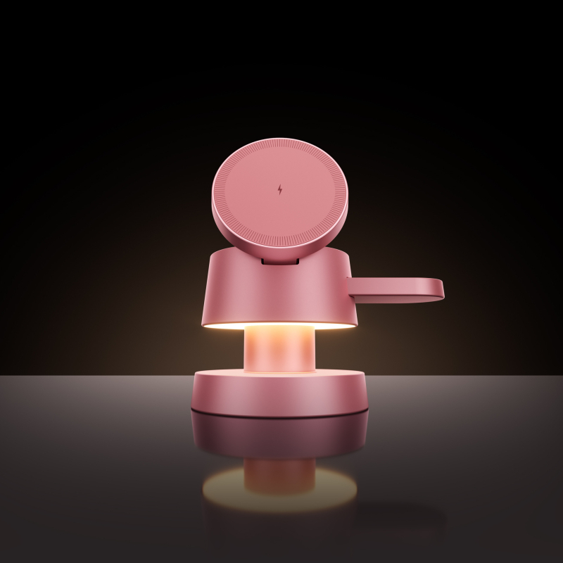 Alumīnija sakausējuma četrās vienā galda bezvadu uzlādes lasīšanas lampa ar sēņu dizainu, saderīga ar Apple magnētisko saliekamo uzlādi QC3.0 15W CE FCC ROHS