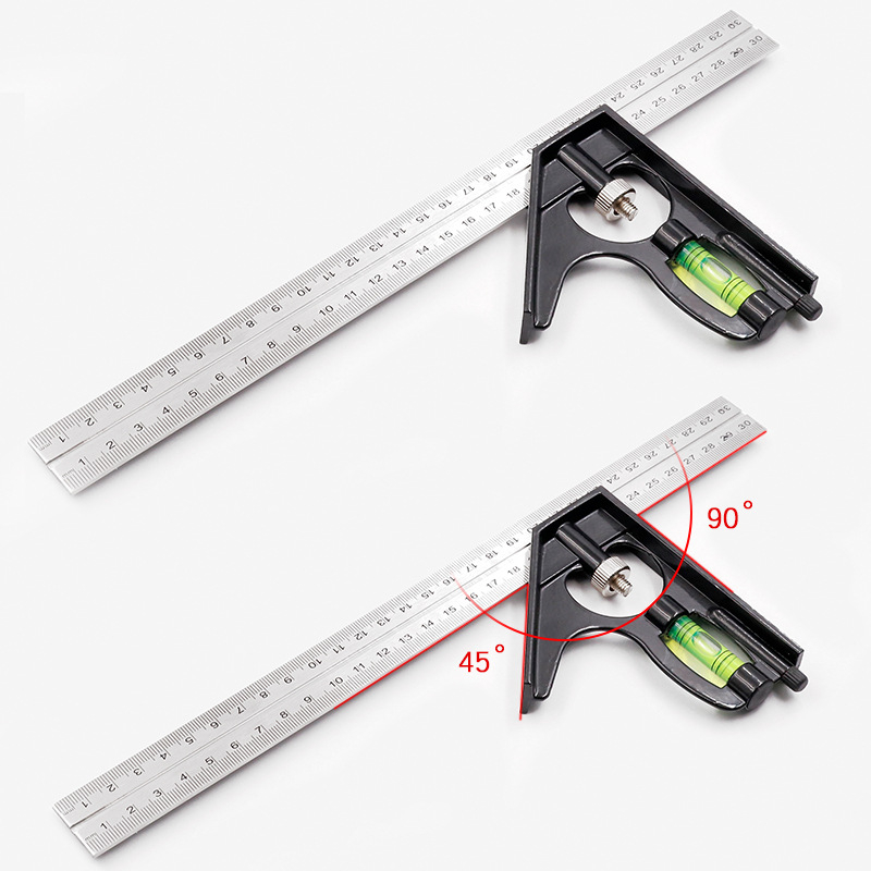 L-σχήματος γωνιόμετρο από χάλυβα υψηλής περιεκτικότητας σε άνθρακα για μέτρηση γωνιών, ακρίβεια 1 mm, με δυνατότητα προσαρμογής