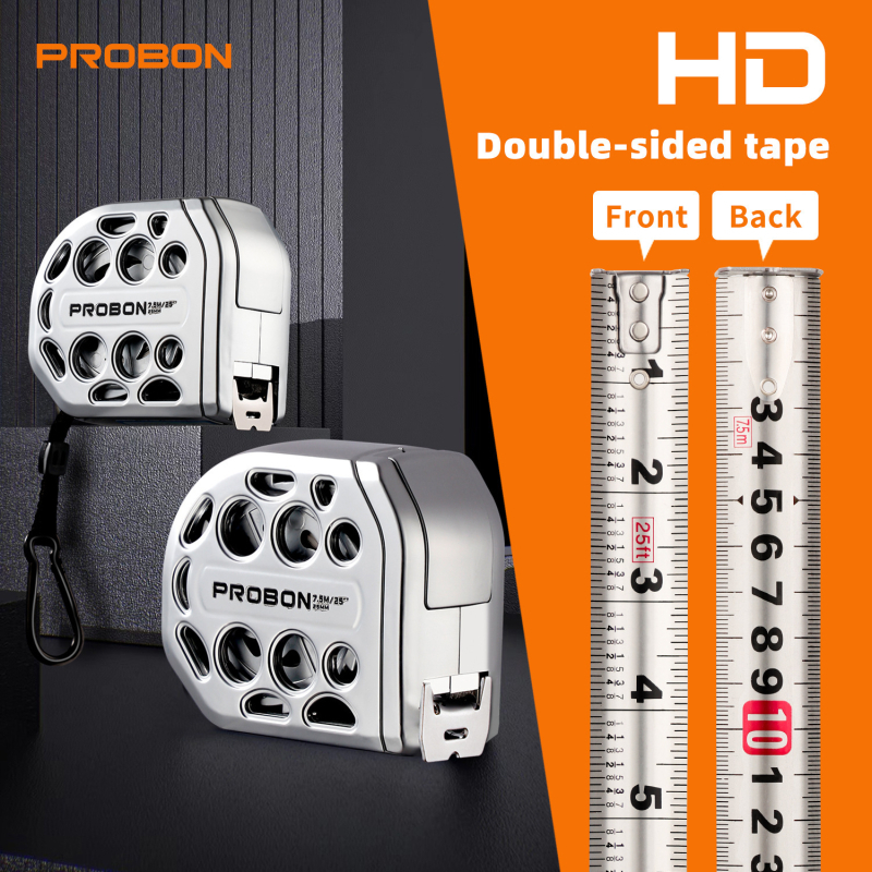 PROBON rozsdamentes acél mérőszalag, 7,5 m, önzáró, vízálló, kopásálló