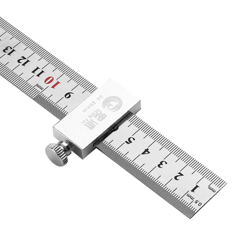 Позициониращ блок за линейка от неръждаема стомана за дървообработване — инструмент за подравняване на линия, ограничителен блок, плъзгач