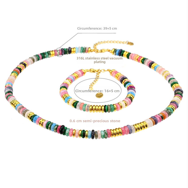 Youfei комплект огърлица и гривна за ключицата от смесен материал, електроплатинен завършек, женски стил студен вятър