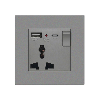 Британски стандарт 86-тип скрит стенен контакт с USB-C 18W бързо зареждане, 13A, CE сертифициран, 250V