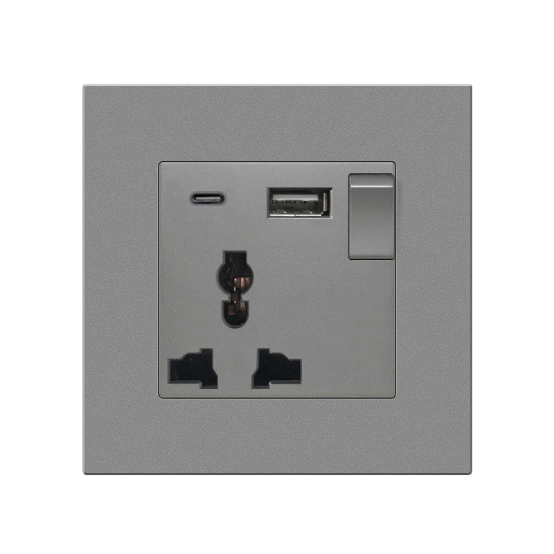 Британски стандарт 86-тип скрит стенен контакт с USB-C 18W бързо зареждане, 13A, CE сертифициран, 250V