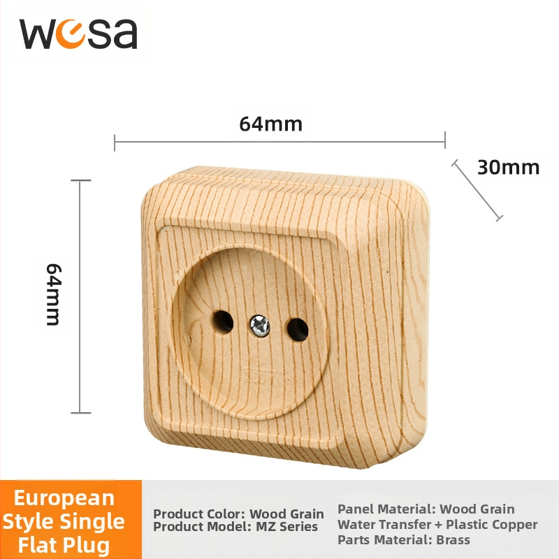 Стенен контакт с ключ, Европейски стандарт, 10A, 100–250V, месингов корпус, CE