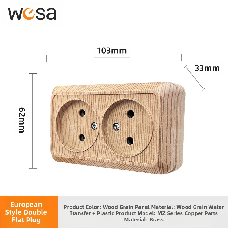 Стенен контакт с ключ, Европейски стандарт, 10A, 100–250V, месингов корпус, CE