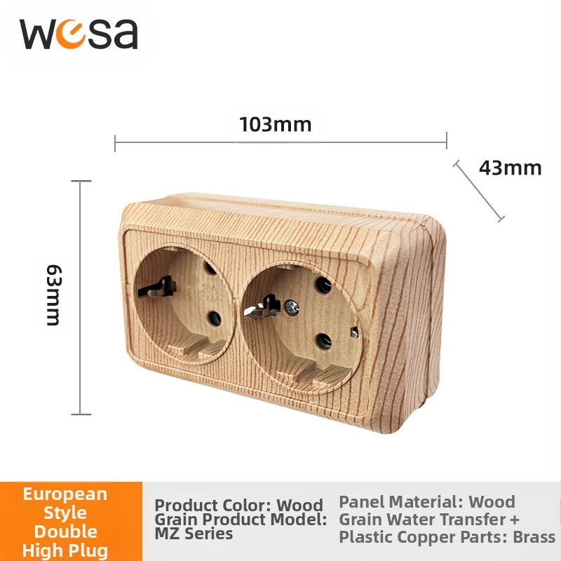 Стенен контакт с ключ, Европейски стандарт, 10A, 100–250V, месингов корпус, CE