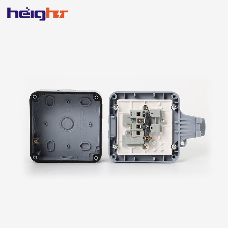 Външна водоустойчива розетка, Британски стандарт, IP66, монтирана на стена, 220V 13A