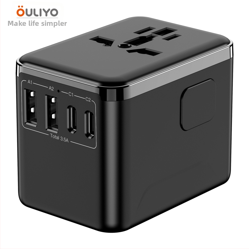 GaN greito įkrovimo 67W kelioninis įkroviklis su konvertuojančia kištuke ir USB kelių uostų