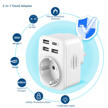 UK į EU kištukinio adapterio - CE sertifikuotas, 1500W, konversijos lizdas, -45°C iki 60°C