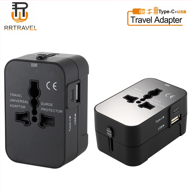 RRTRAVEL universālais kontaktligzdas adapters ar diviem USB 2.1A