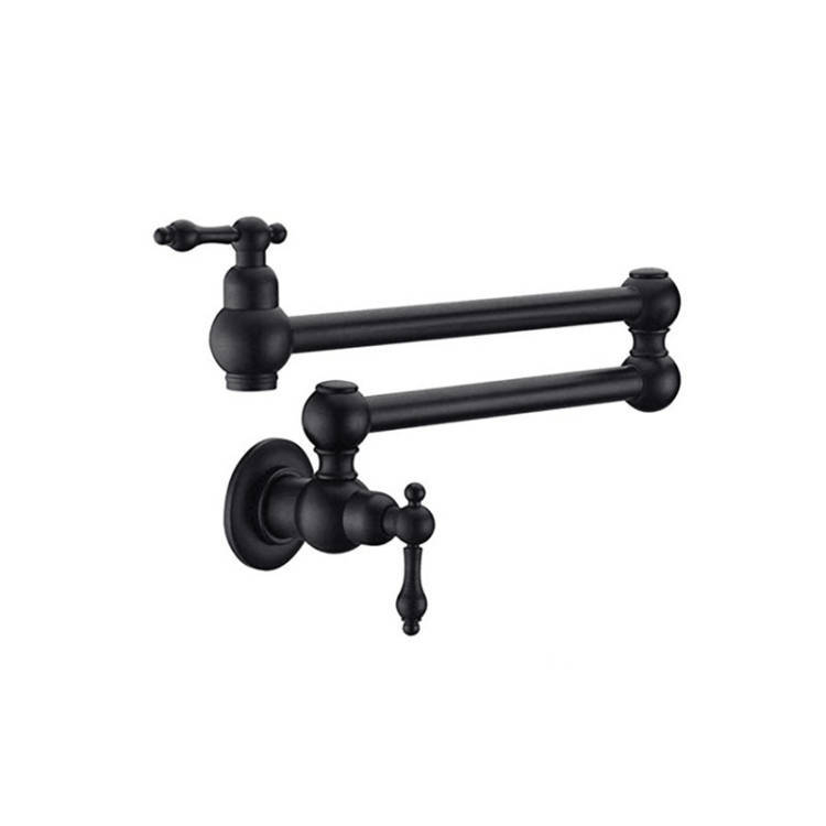 Sieninis sulankstomas pasukamas virtuvės plautuvės maišytuvas, varinis, dviejų rankenėlių, keramikinis vožtuvas, 0–90°C