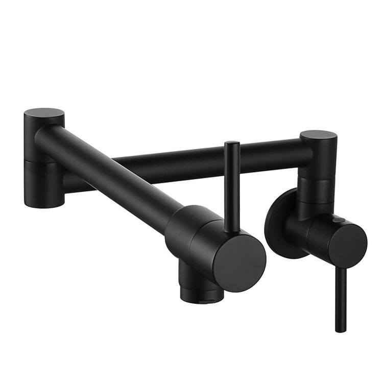 Sieninis sulankstomas pasukamas virtuvės plautuvės maišytuvas, varinis, dviejų rankenėlių, keramikinis vožtuvas, 0–90°C