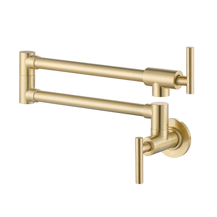 Sieninis sulankstomas pasukamas virtuvės plautuvės maišytuvas, varinis, dviejų rankenėlių, keramikinis vožtuvas, 0–90°C