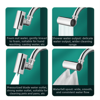 Kuhinjski faucet Raindance s mlaznicom, izlaz u obliku kaskade s četiri brzine, okretni izljev, protiv prskanja, tihi rad