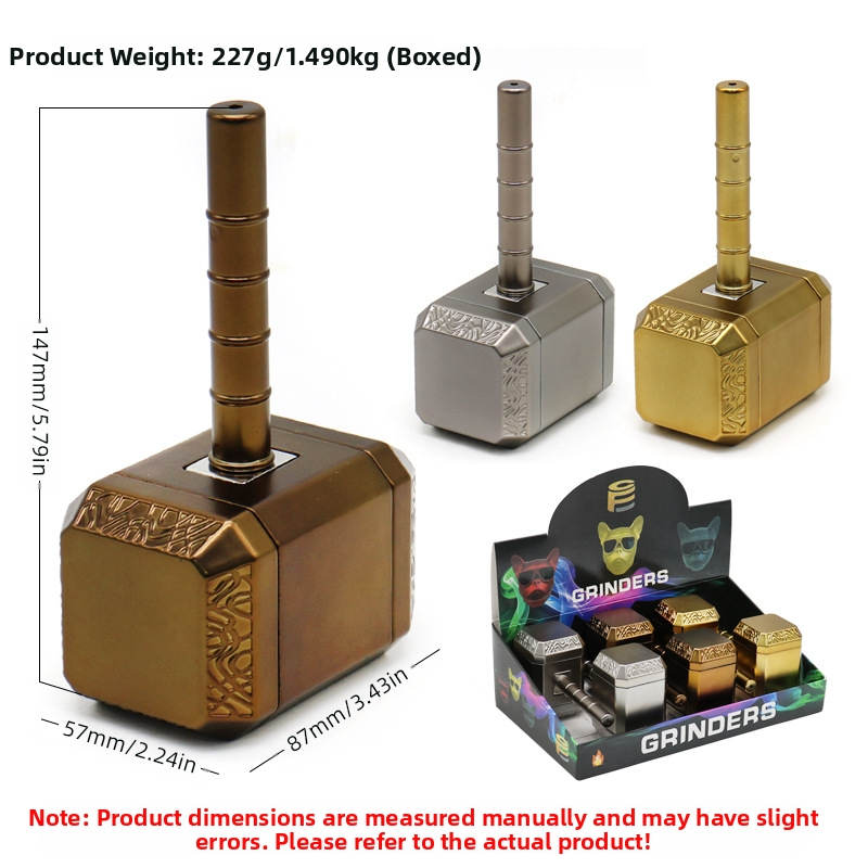 Мелница за тръба в стил Чук на Тор, от цинкова сплав, интегриран комплект за пушене, ветроустойчива, многоразова, възможност за печат на лого