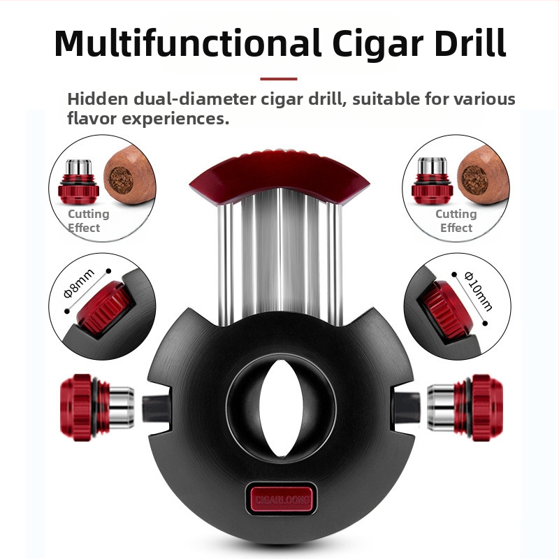 Ножици за пури с V-образно стоманено острие и скрит пробивател с двоен диаметър – ръчно изработени, персонализируеми