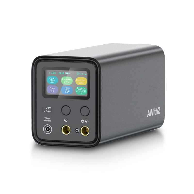 AWithZ UF20B impulsinis taškavimo aparatas – akumuliatorinis valdiklis, įėjimas 100–240V, impulsinis galingumas, automatinis / pedalu valdymas, tinkamas vario, aliuminio, nikeli plokštėms ir cilindriniams akumuliatoriams