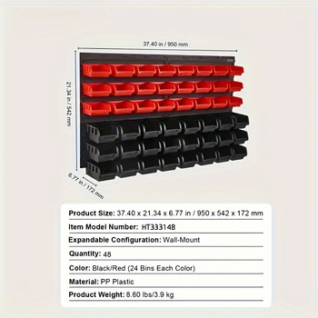 VCAN 48 dalių įrankių rinkinys su nugaros pakabinama detalė dėžutė, PP plastikas