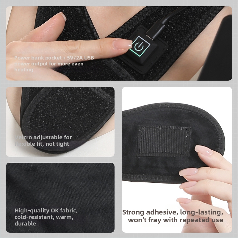 USB захранвана шийна топлинна подложка с далечно инфрачервено отопление (5V, 8-10W, 3-степенно управление на температурата, тегло 70 g)