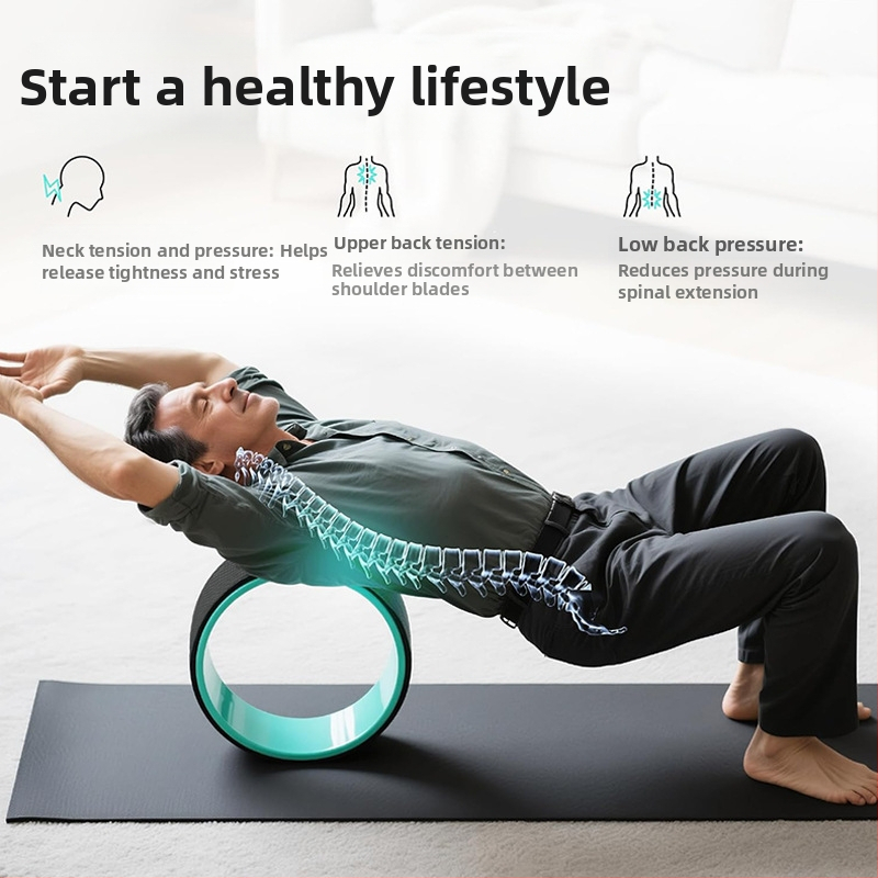 Йога колело с помощ за огъване назад и релефен ролер с текстура – за начинаещи; PP; Dongdeli