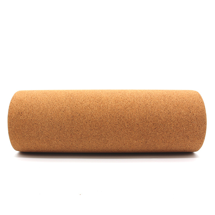 Йога колона от дъб с висока плътност и естествен корк – неплъзгаща се, попиваща пот за разтягане и масаж