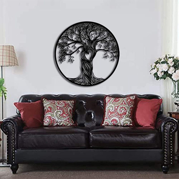 Vasból készült kör alakú falidísz Életfa motívummal, lézeres vágás, hálószoba és nappali számára