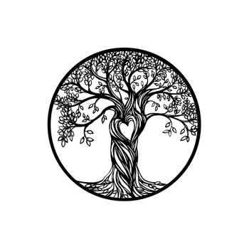 Vasból készült kör alakú falidísz Életfa motívummal, lézeres vágás, hálószoba és nappali számára