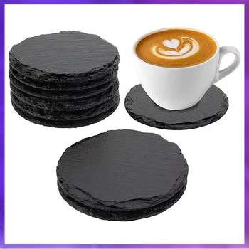 Κυκλική βάση ποτηριού από φυσικό σχιστόλιθο σε ιαπωνικό στυλ; ομοιογενές μοτίβο; premium; μοντέρνος μινιμαλισμός; κυκλοφόρησε το 2024.