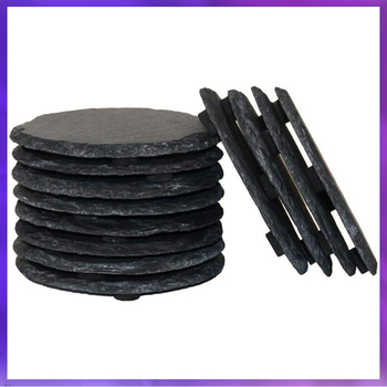 Κυκλική βάση ποτηριού από φυσικό σχιστόλιθο σε ιαπωνικό στυλ; ομοιογενές μοτίβο; premium; μοντέρνος μινιμαλισμός; κυκλοφόρησε το 2024.