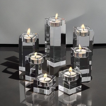 Κρυστάλλινο κηροπήγιο – K9 γεωμετρικός σχεδιασμός, μοντέρνο μινιμαλιστικό στυλ, Golden Fruit, συσκευασία από χαρτόνι