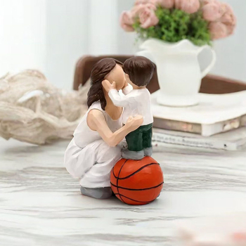 Σετ φιγούρων από ρητίνης – πατέρας και κόρη, γάτα μητέρα και γιος, σειρά μπάσκετ, σύγχρονο μίνιμαλιστικό στυλ