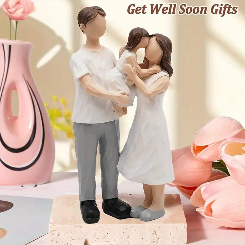 Gyantából készült figurakészlet – apa és lánya, macska anya és fia, kosárlabda sorozat, modern minimál stílus