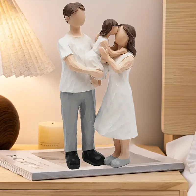 Gyantából készült figurakészlet – apa és lánya, macska anya és fia, kosárlabda sorozat, modern minimál stílus