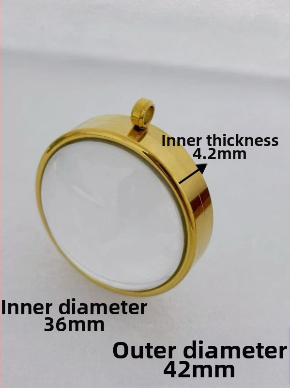 Geometrinis pakabukas iš nerūdijančio plieno su skaidria išgaubta kapsule mineralinėms kristalams, elektroplatinavimas, neblunka