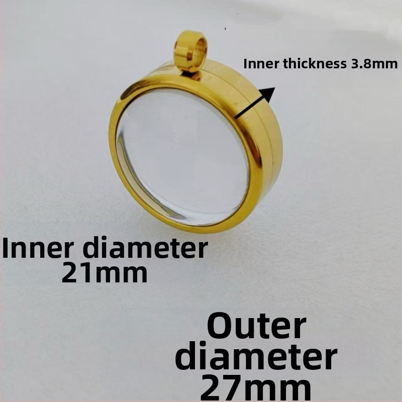 Geometrinis pakabukas iš nerūdijančio plieno su skaidria išgaubta kapsule mineralinėms kristalams, elektroplatinavimas, neblunka