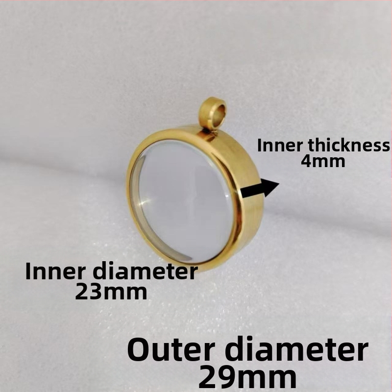 Geometrinis pakabukas iš nerūdijančio plieno su skaidria išgaubta kapsule mineralinėms kristalams, elektroplatinavimas, neblunka