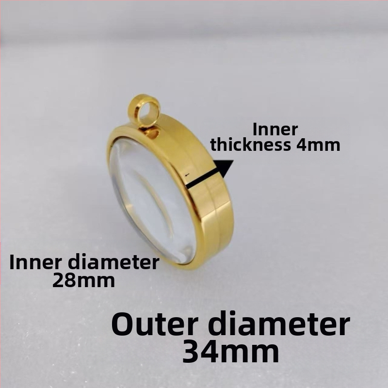 Geometrinis pakabukas iš nerūdijančio plieno su skaidria išgaubta kapsule mineralinėms kristalams, elektroplatinavimas, neblunka