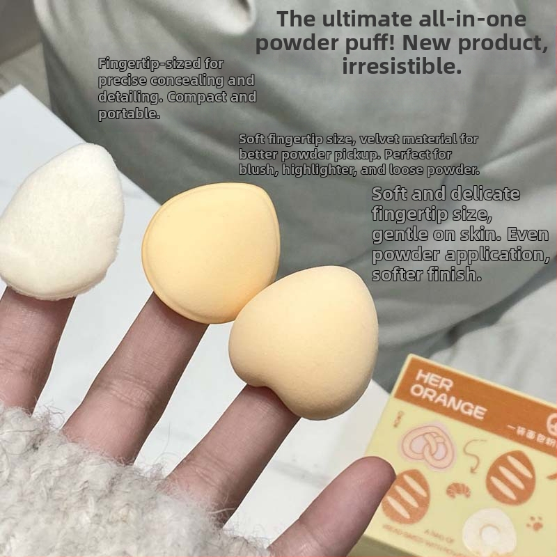 HERORANGE 5-бр. комплект пухчета за пудра с хидрофилен полиуретан – флокирани капковидни гъбички, нежни към кожата, за суха и мокра пудра