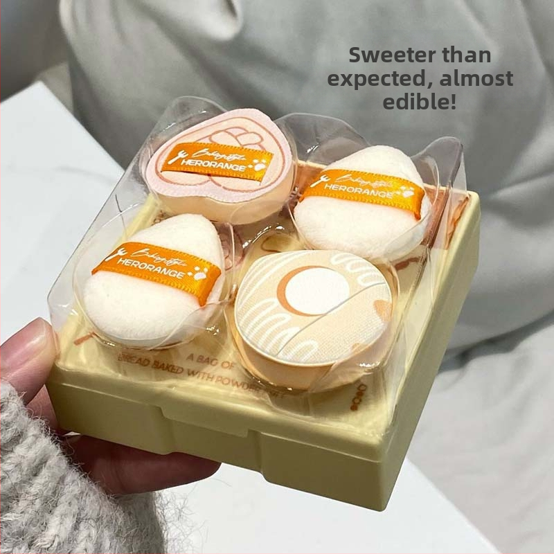 HERORANGE 5-бр. комплект пухчета за пудра с хидрофилен полиуретан – флокирани капковидни гъбички, нежни към кожата, за суха и мокра пудра