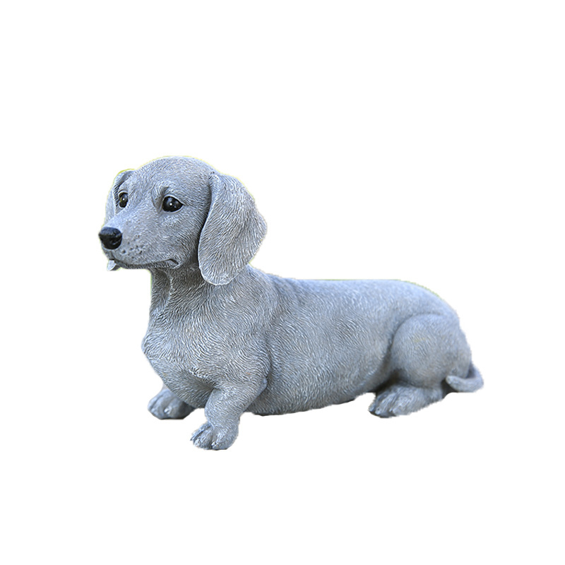 Dachshund műgyanta szobor kültéri kerthez, fényes felülettel — Only High márka, privát címke elérhető