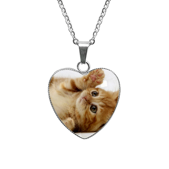 Κολιέ με γάτα από ανοξείδωτο χάλυβα, χειροποίητο, αλυσίδα με σταυρό, με μενταίο από 304 ανοξείδωτο χάλυβα, vintage στυλ