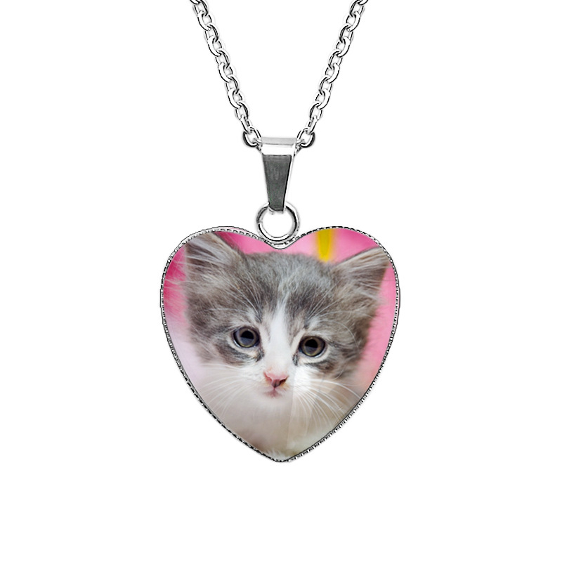 Огърлица с котешка висулка от неръждаема стомана, ръчна изработка, кръстова верига, висулка от 304 неръждаема стомана, тегло 12 g, винтидж стил