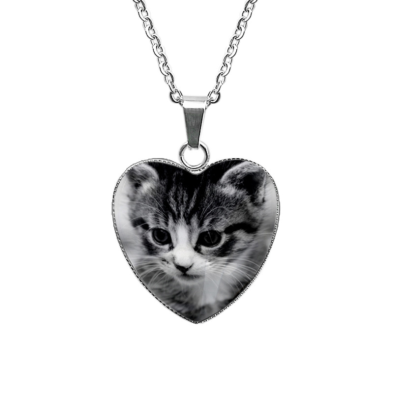Огърлица с котешка висулка от неръждаема стомана, ръчна изработка, кръстова верига, висулка от 304 неръждаема стомана, тегло 12 g, винтидж стил